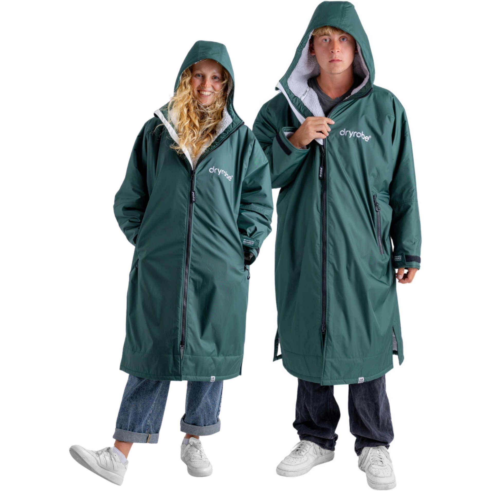 2026 Dryrobe Advance Long Sleeve Changing Robe DALSV3 - Dark Green / Nimbus Cloud